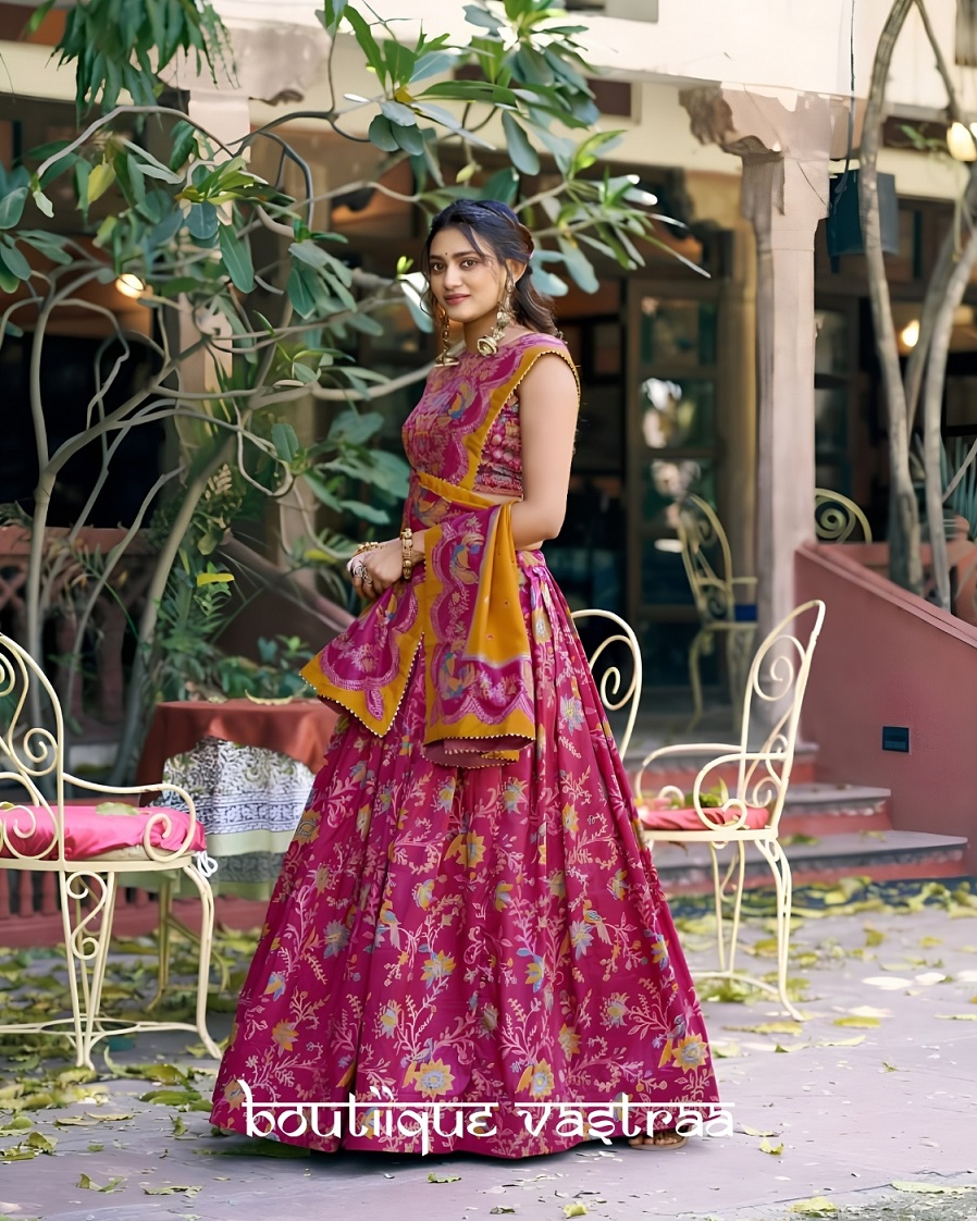 Pink Floral Printed Lehenga(PIYU 12-06 )
