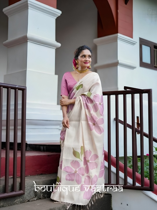 Premium Design Cotton Wear DustyPink Saree  (KPW 402)