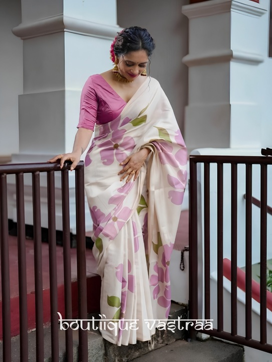 Premium Design Cotton Wear DustyPink Saree  (KPW 402)