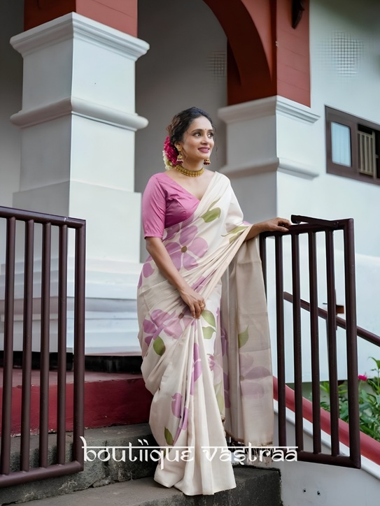 Premium Design Cotton Wear DustyPink Saree  (KPW 402)