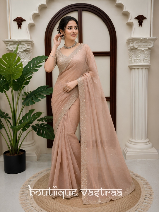 Premium Eleganced Redifined Dusty Peach Saree  (KD 635)