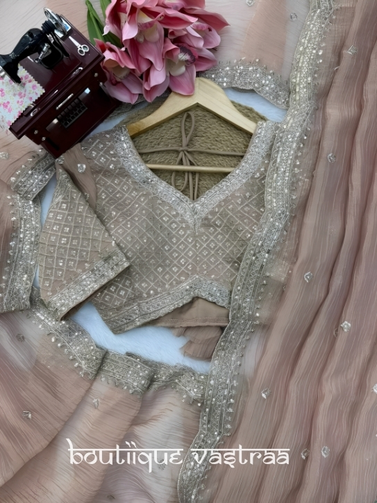 Premium Eleganced Redifined Dusty Peach Saree  (KD 635)