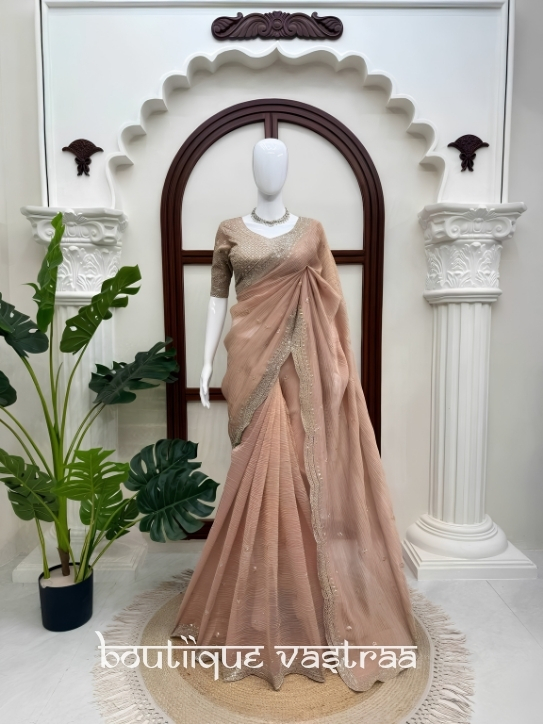 Premium Eleganced Redifined Dusty Peach Saree  (KD 635)
