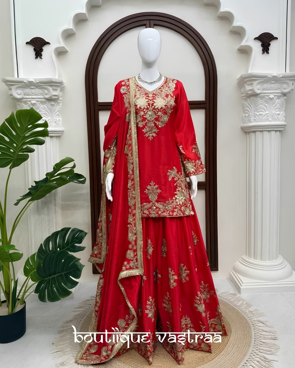 Premium Royal Red Embroidered Anarkali Set (RTC 6041)
