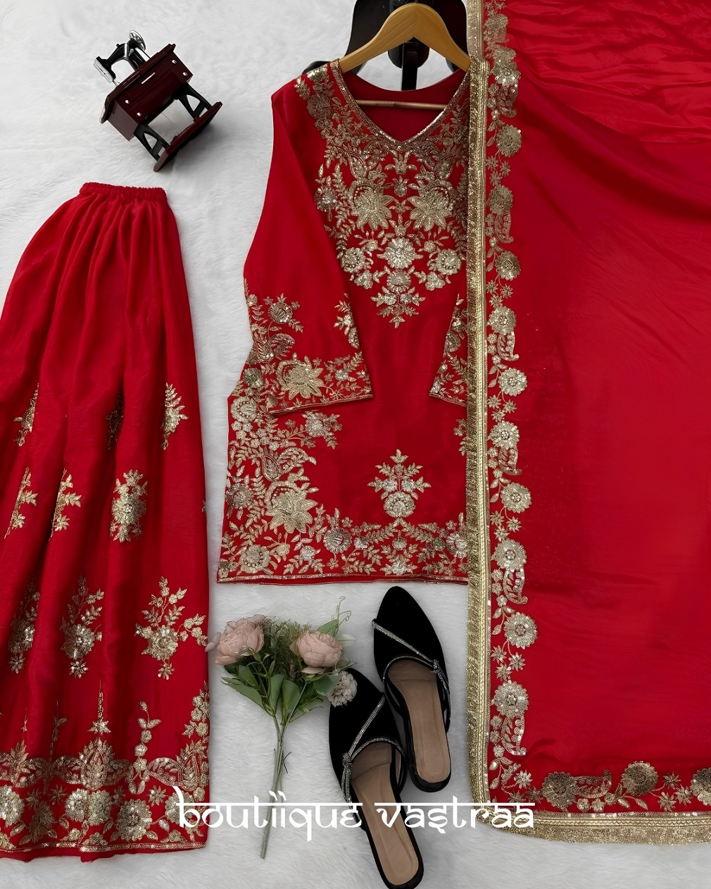 Premium Royal Red Embroidered Anarkali Set (RTC 6041)