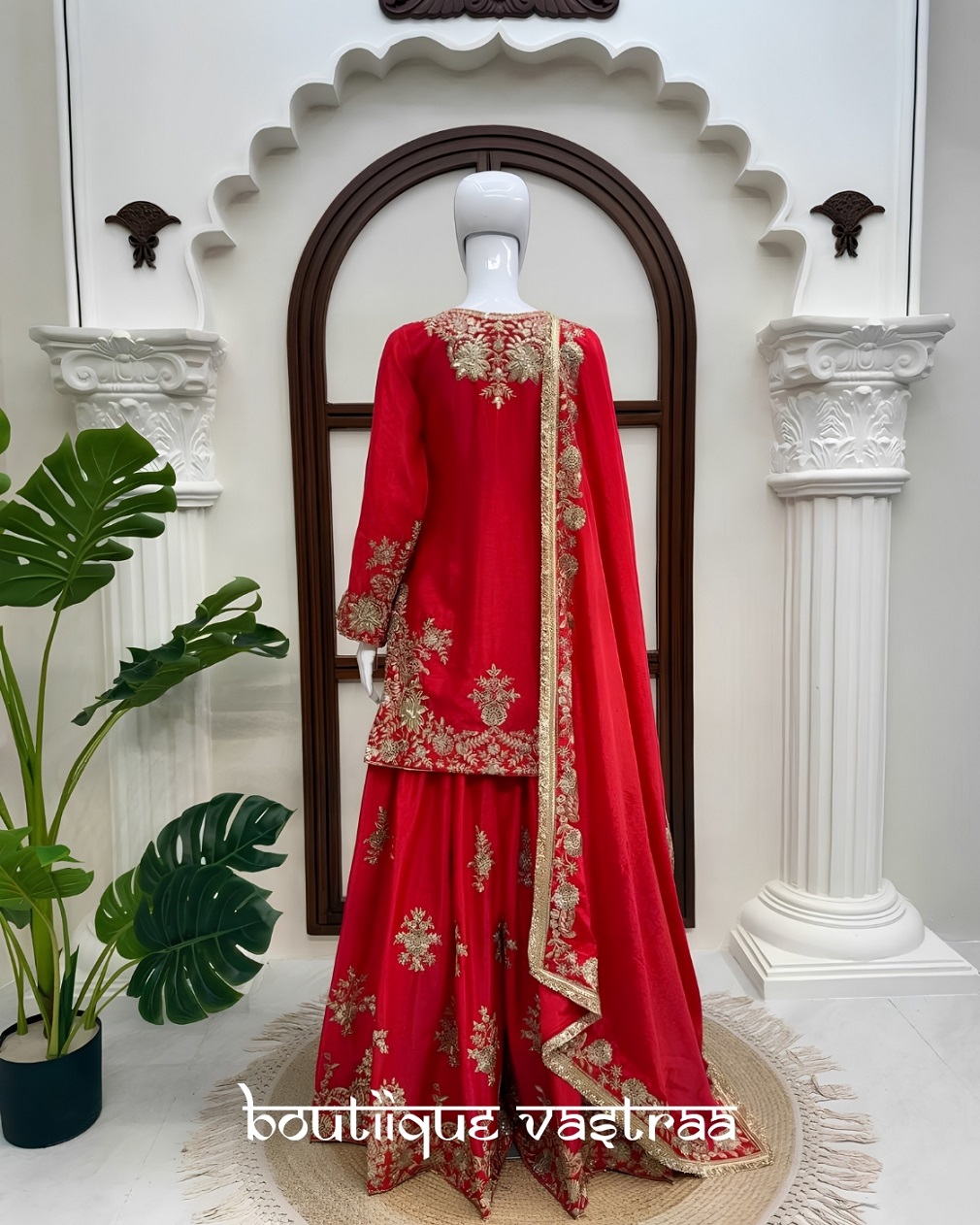 Premium Royal Red Embroidered Anarkali Set (RTC 6041)