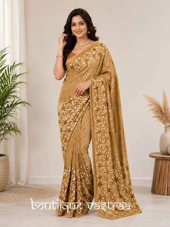 Elegant mustard-gold saree  (S4s)