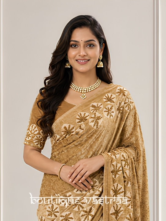 Elegant mustard-gold saree  (S4s)