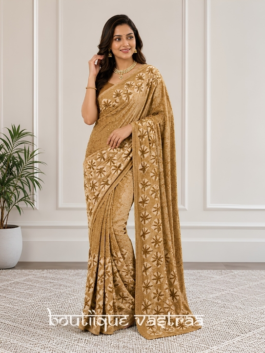 Elegant mustard-gold saree  (S4s)