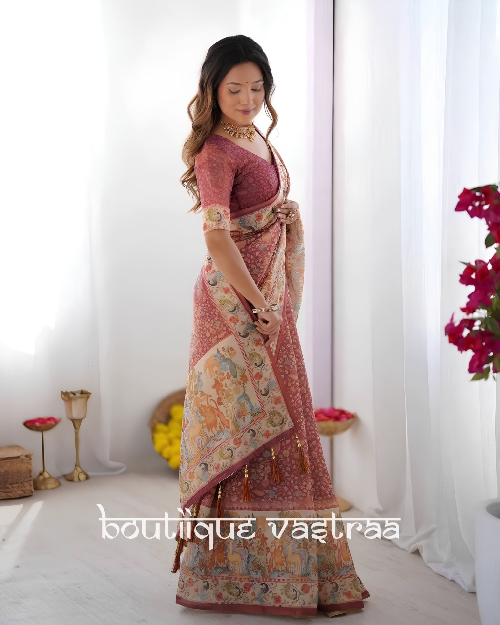 Elegant Printed Designer Saree  (KPW 397) - Detailed Pallu View