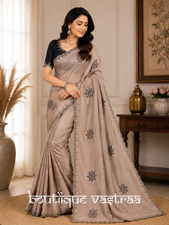 Elegant mauve-beige Bloom saree (PIYU 1103)