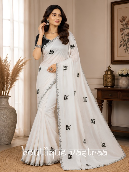 Graceful ivory-white saree (PIYU 1103)