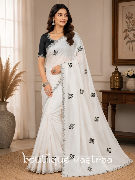 Graceful ivory-white saree (PIYU 1103)