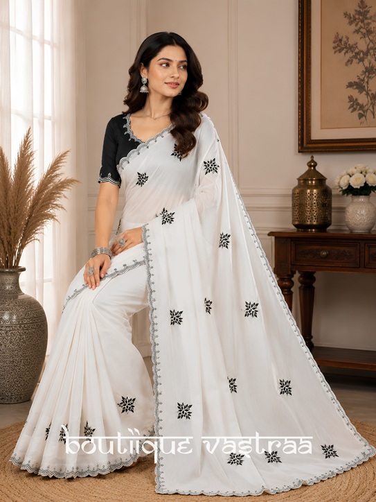 Graceful ivory-white saree (PIYU 1103)