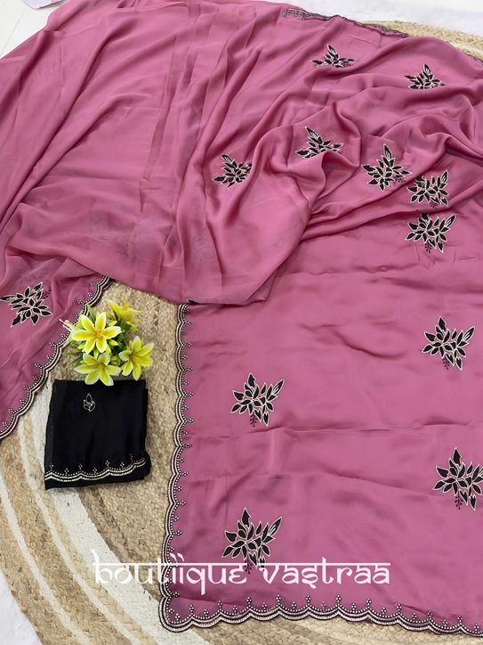 Rose Petal Bloom Saree (PIYU 1103)