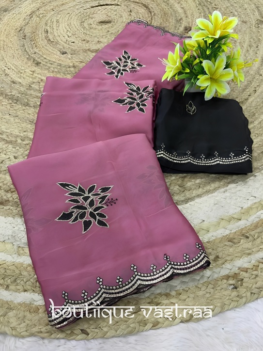 Rose Petal Bloom Saree (PIYU 1103)