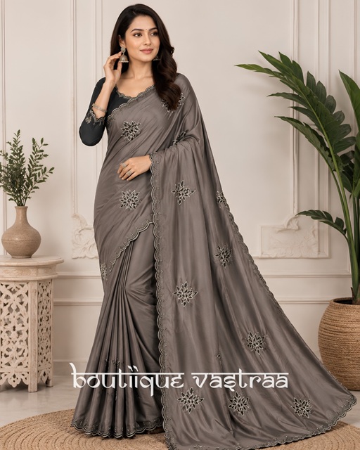 Sophisticated charcoal grey saree (PIYU 1103)