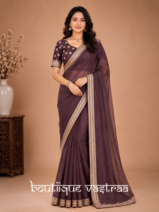 Sophisticated Deep Mehroon Elegance Saree  (KD 596)