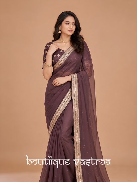 Sophisticated Deep Mehroon Elegance Saree  (KD 596) - Detailed Pallu View