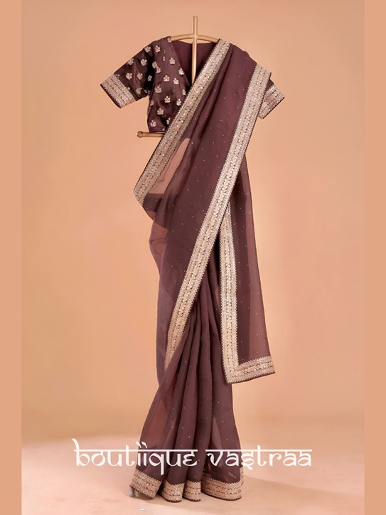 Sophisticated Deep Mehroon Elegance Saree  (KD 596)