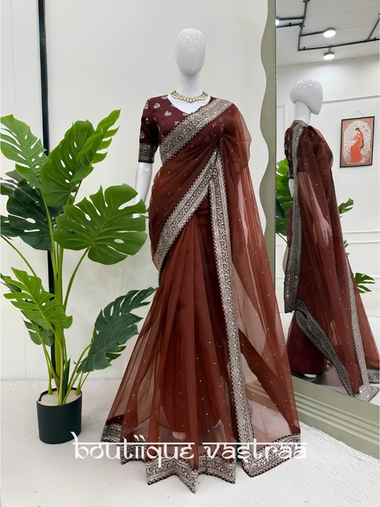 Sophisticated Deep Mehroon Elegance Saree  (KD 596)