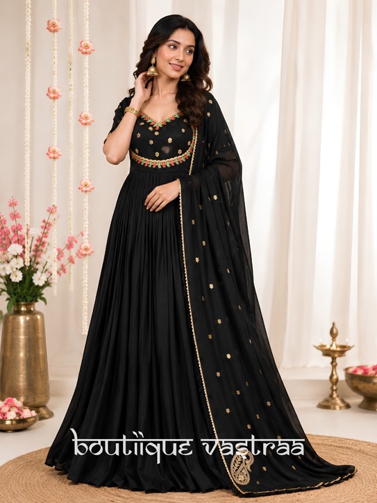Graceful black Anarkali set   (RTC 6024)