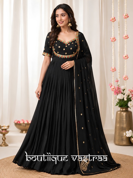 Graceful black Anarkali set   (RTC 6024)