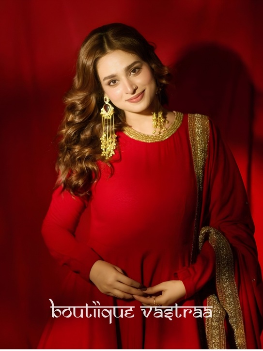Rivaaz Red Embroidered Anarkali Set    (RTC 6026)