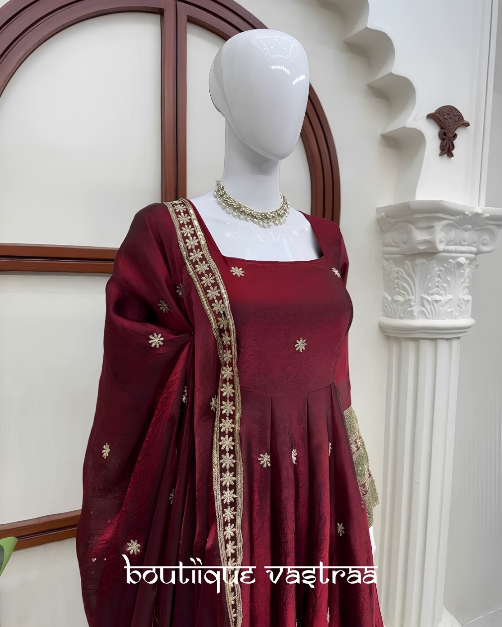 Premium Elegance Ethic CLassy Maroon Dress (KD 1634)