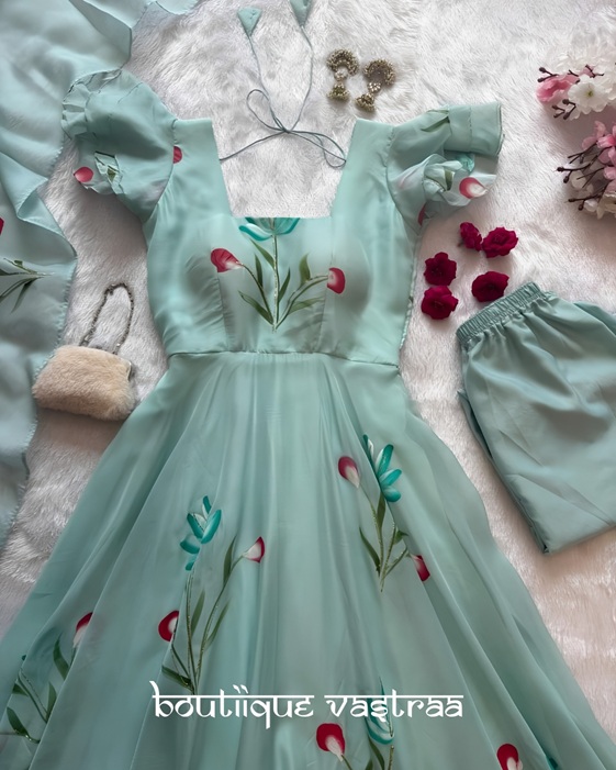 Mint-green floral dress    (SCNX 1199)
