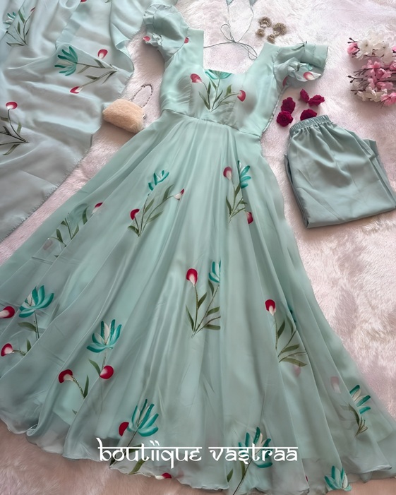 Mint-green floral dress    (SCNX 1199)