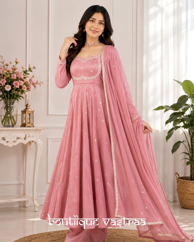 Blush Rose Pink Anarkali Set  (RTC 5936)