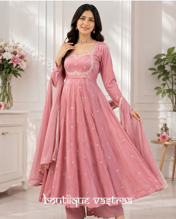 Blush Rose Pink Anarkali Set  (RTC 5936)