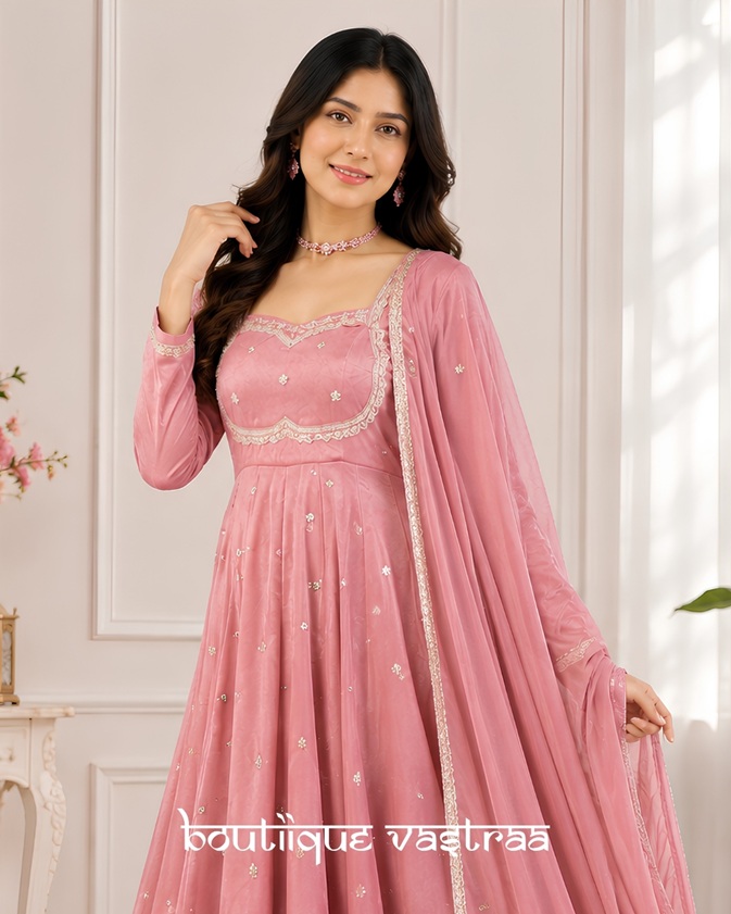 Blush Rose Pink Anarkali Set  (RTC 5936)