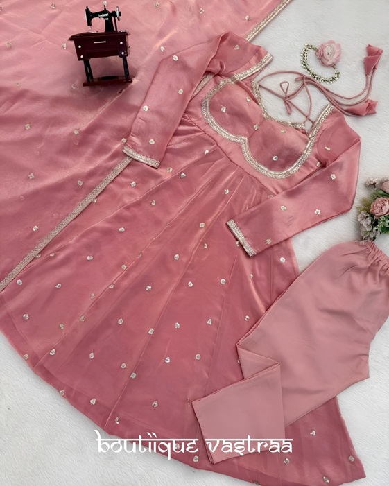 Blush Rose Pink Anarkali Set  (RTC 5936)