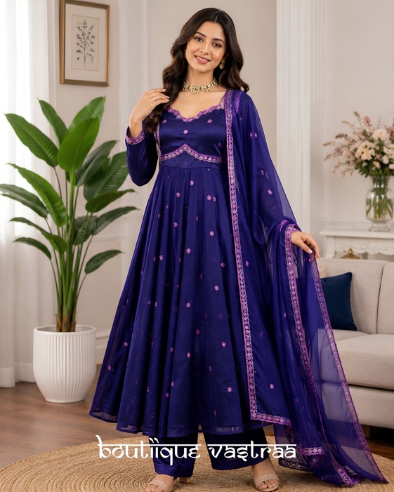 Royal Purple Anarkali Set   (RTC 5936)
