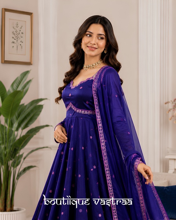 Royal Purple Anarkali Set   (RTC 5936)