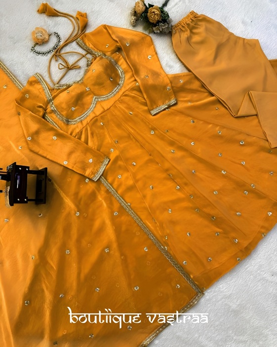 Mustard Yellow Anarkali Set   (RTC 5936)