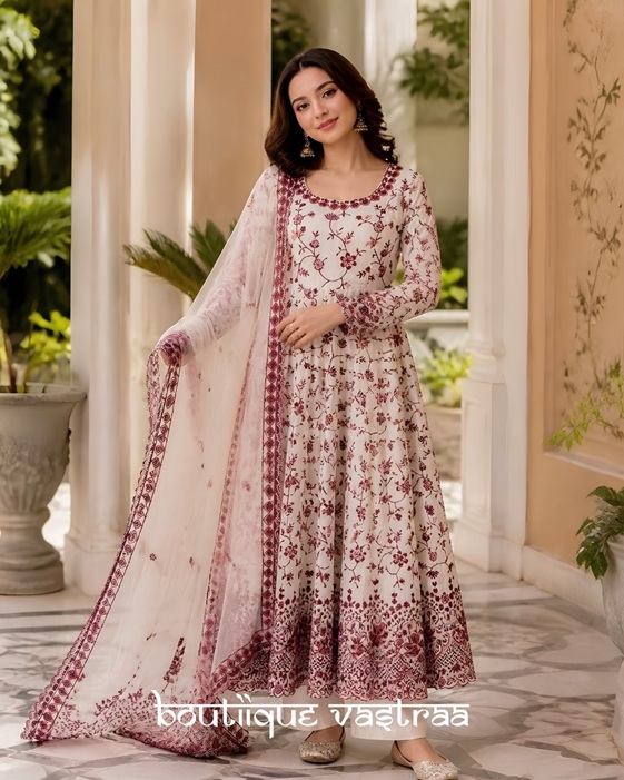 Elegant ivory White Anarkali set    (RTC 6001)