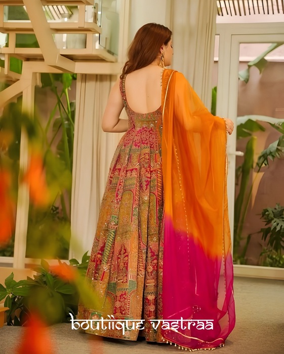 Royal Multicolor Heritage Anarkali Gown   (SCNX 1197)