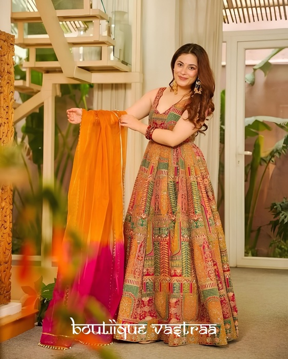 Royal Multicolor Heritage Anarkali Gown   (SCNX 1197)