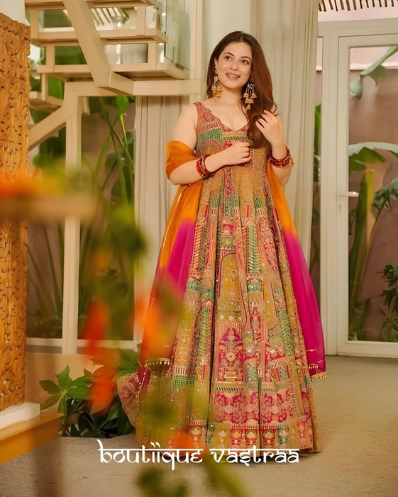 Royal Multicolor Heritage Anarkali Gown   (SCNX 1197)