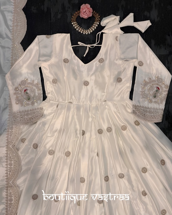 Regal Ivory White Anarkali set   (KD 1501)