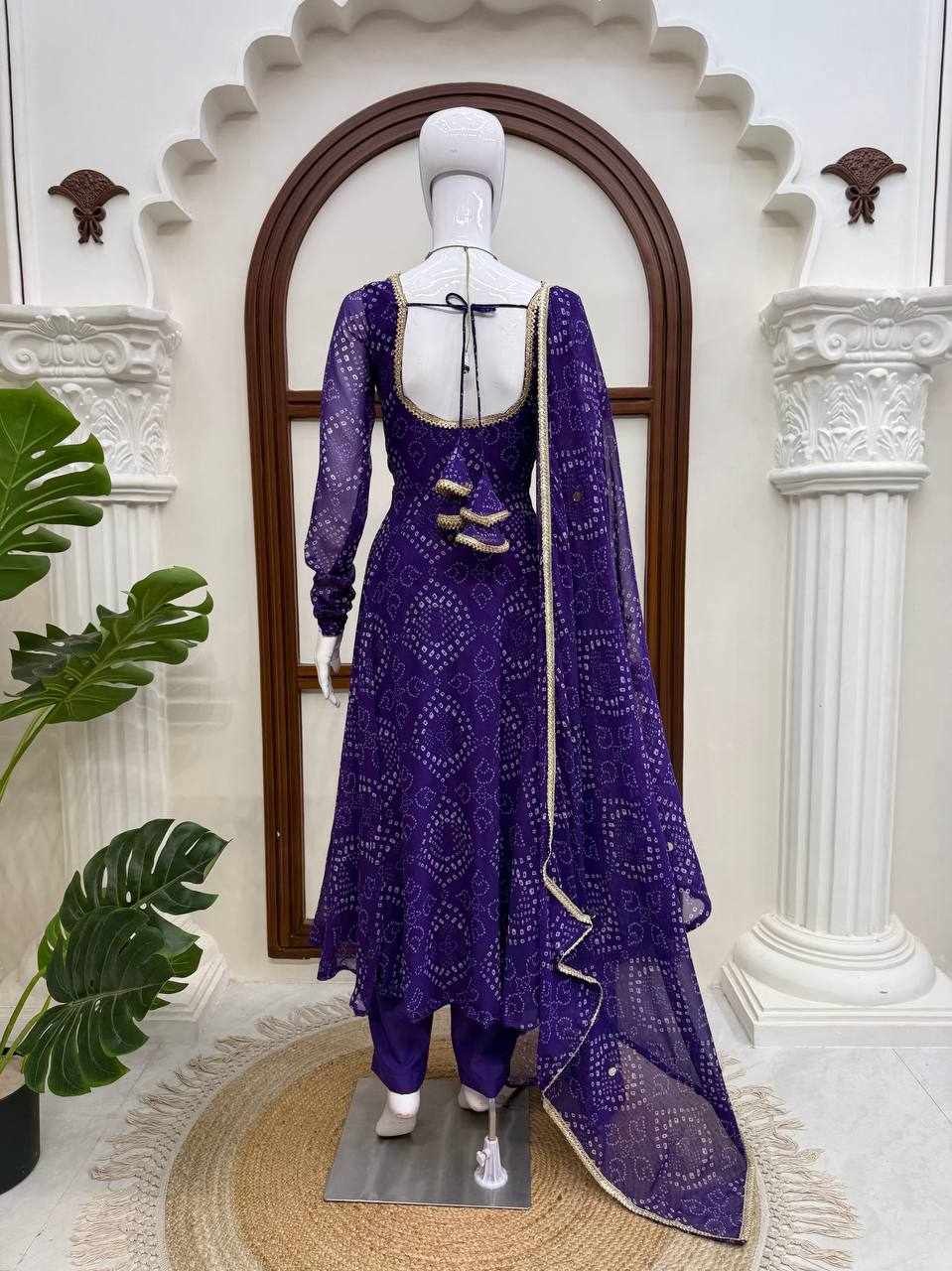 Royal Purple Bandhani Anarkali Set