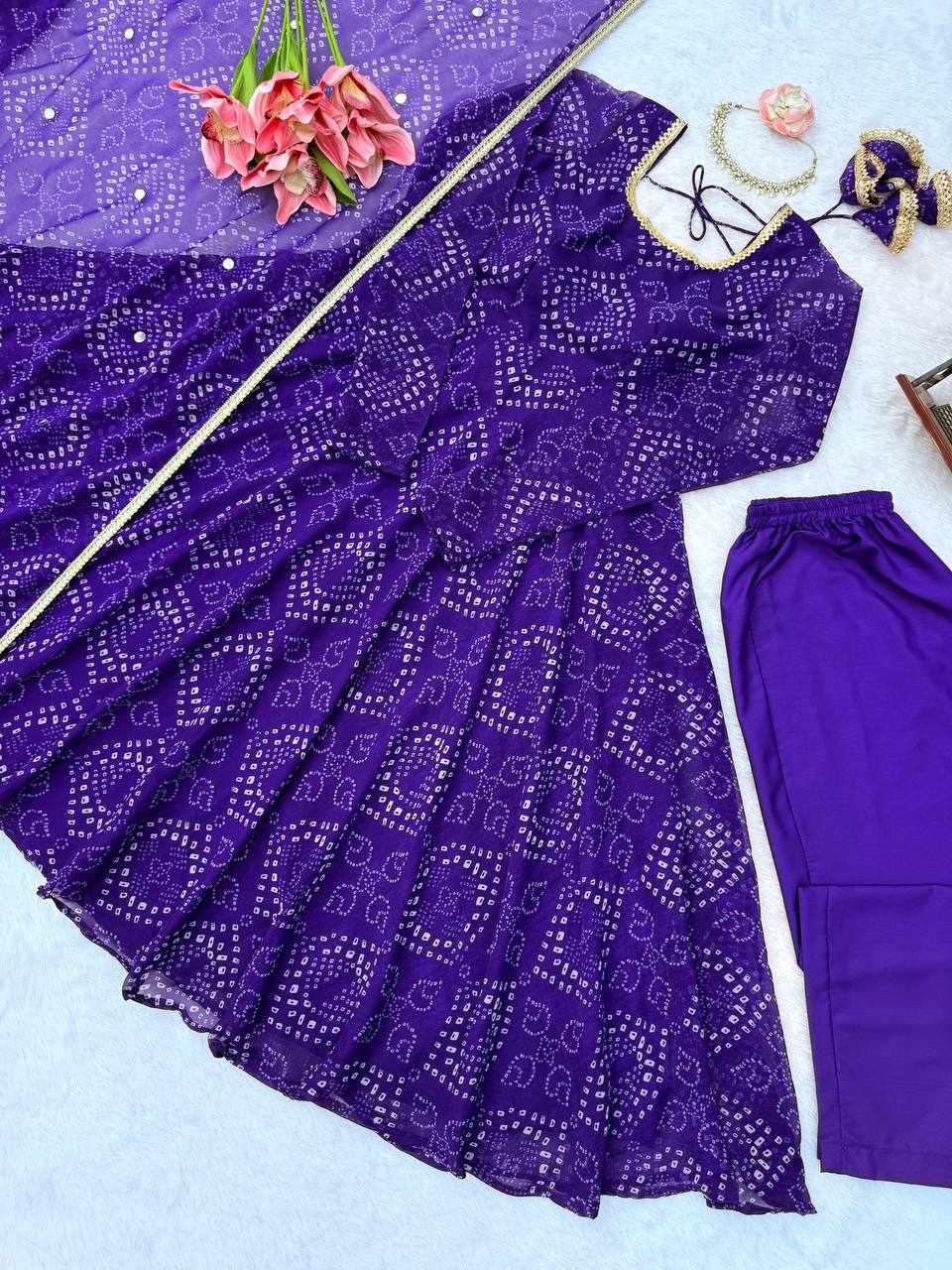 Royal Purple Bandhani Anarkali Set