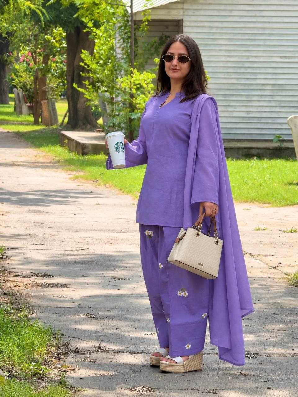 Lavender Bloom Premium Kurti & Pant Set