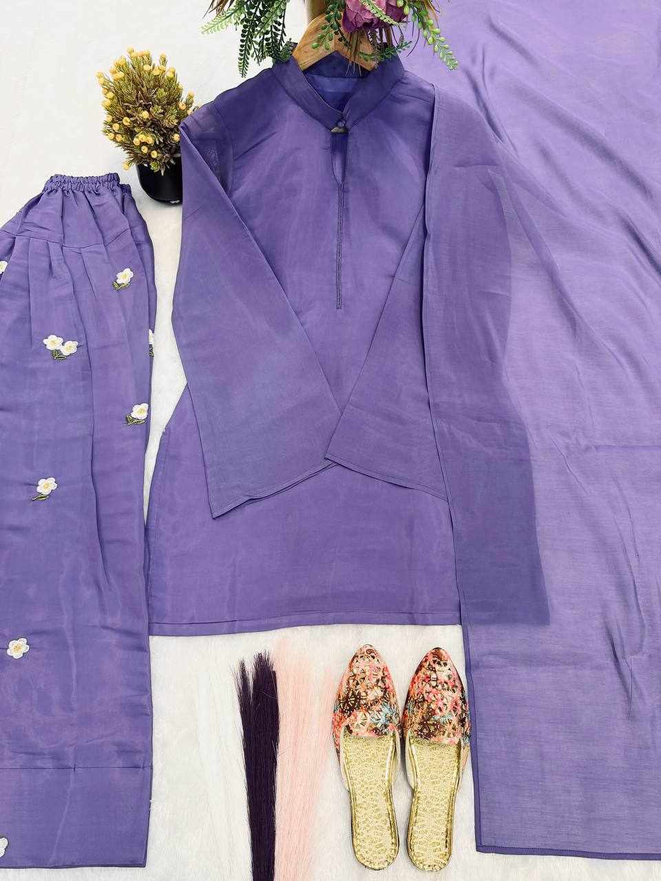 Lavender Bloom Premium Kurti & Pant Set