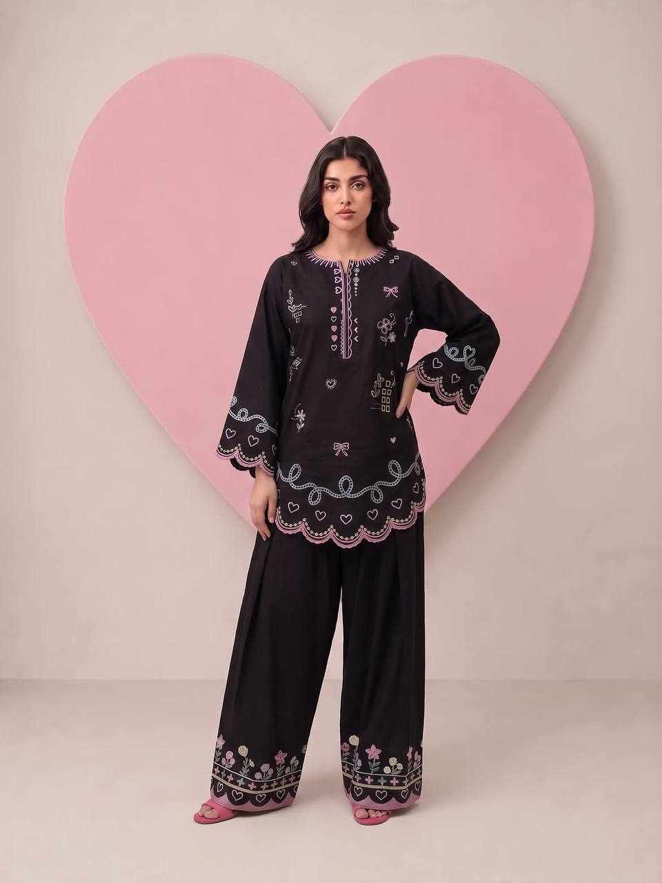 Midnight Love Embroidered Co-Ord Set