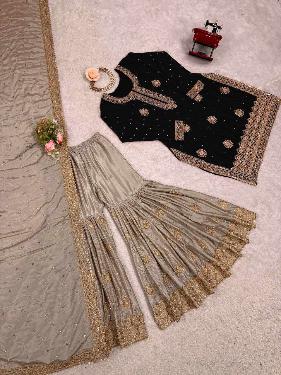 Black Embroidered Anarkali Lehenga Set   RTC 38