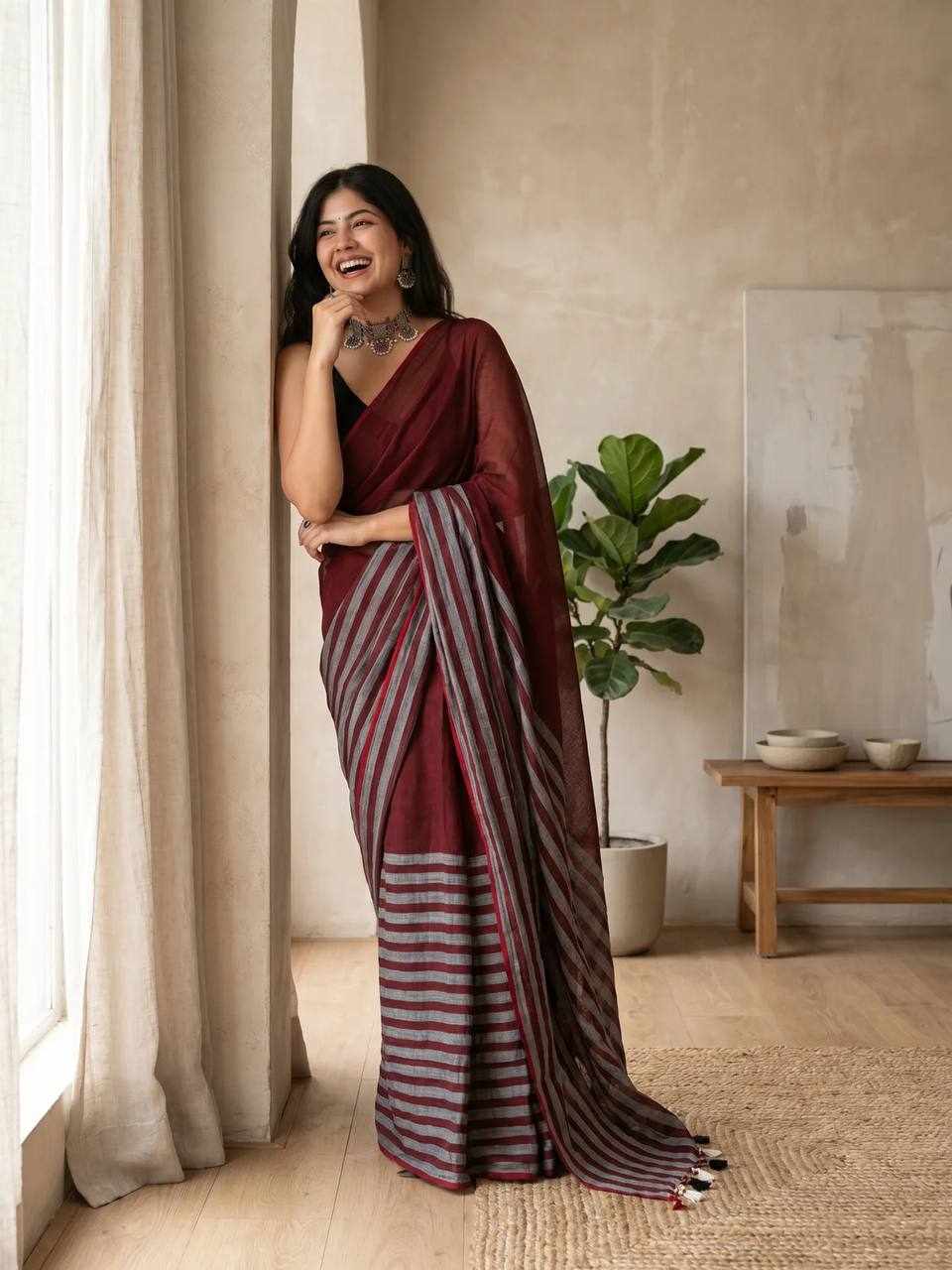 Premium Linen Cotton Saree   (KPW 440)